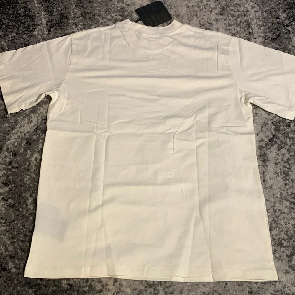 Palm Angels Rhinestone PA Logo Off White Ivory T-Shirt Men’s Size Large